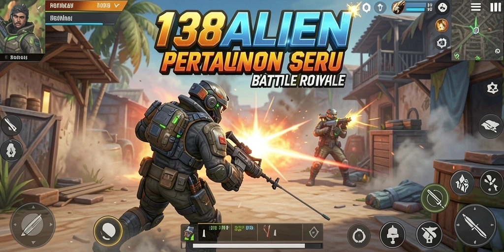 Tangkapan layar game 138ALIEN menampilkan aksi pertempuran intens dalam Battle Royale.