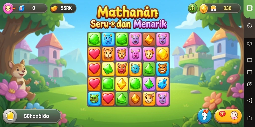 Screenshot gameplay 55RK dengan elemen Match-3 yang memukau.