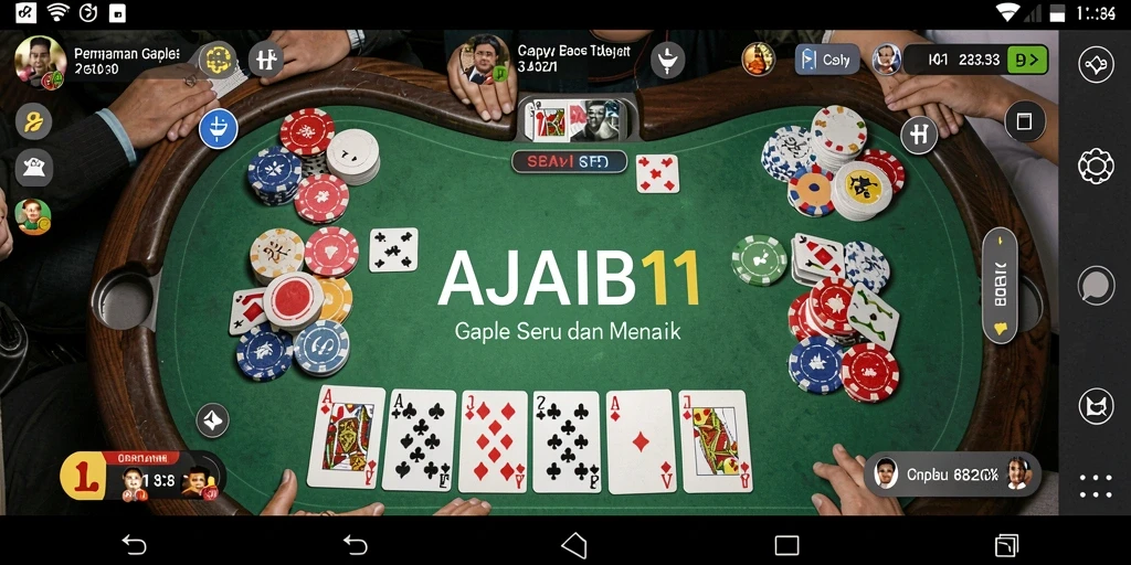 Tampilan seru gameplay Gaple AJAIB11 yang penuh warna.