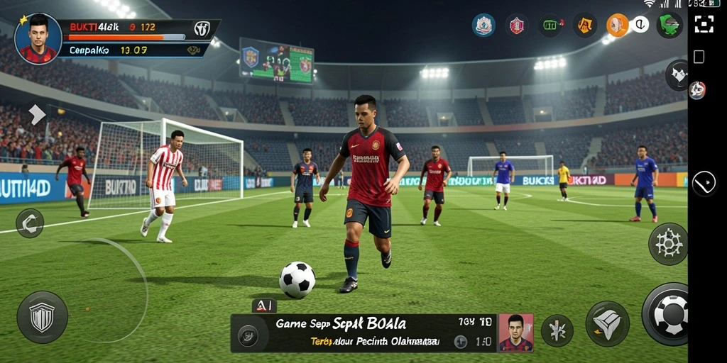 Screenshot gameplay BUKTI4D menampilkan aksi sepak bola yang seru dan menarik.