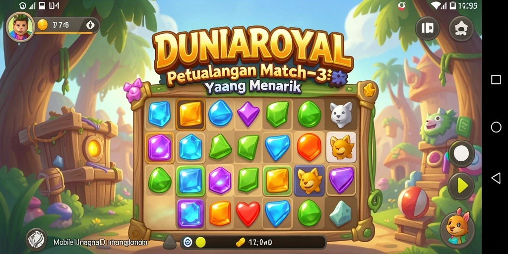 Screenshot DUNIAROYAL menampilkan aksi seru gameplay Match-3.