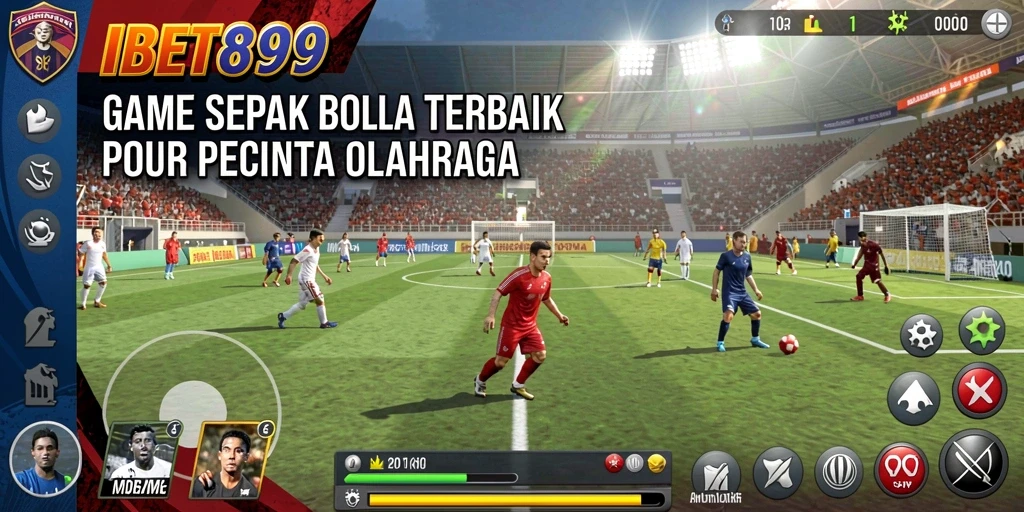 Tangkapan layar utama IBET899 menampilkan aksi seru permainan sepak bola.