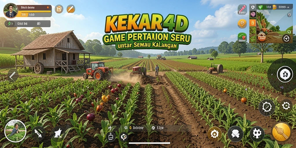 Tampilan gameplay KEKAR4D dengan ladang hijau yang subur dan hewan ternak.