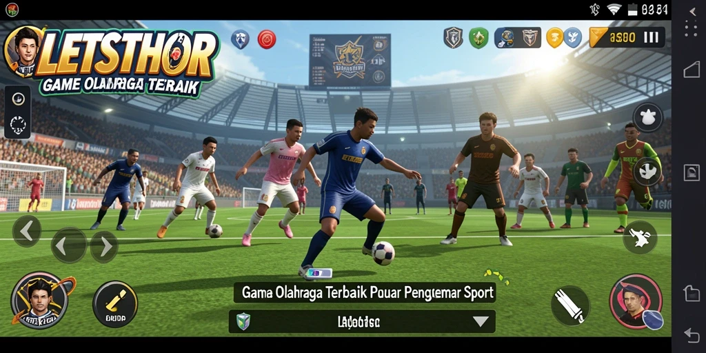 Screenshot LETSTHOR menampilkan aksi seru dalam permainan olahraga.