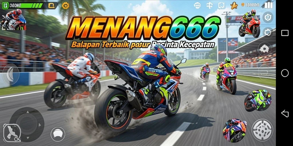 Gameplay seru dalam MENANG666 dengan aksi balapan motor yang mendebarkan.