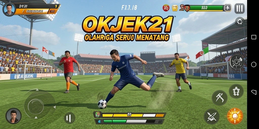 Tampilan gameplay seru dalam OKJEK21 dengan atmosfer kompetisi yang mendebarkan.