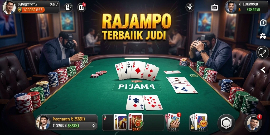 Screenshot gameplay RAJAMPO yang menunjukkan aksi poker seru.