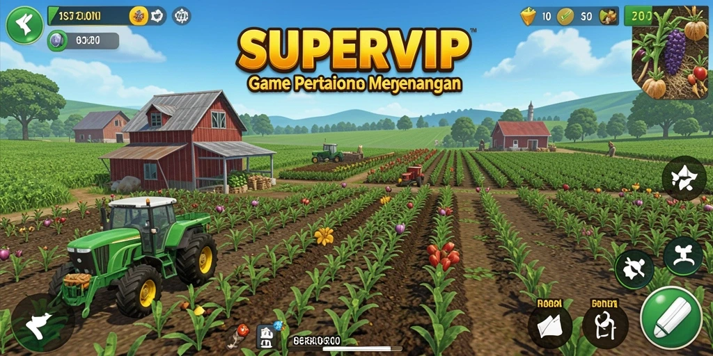 Tampilan gameplay <strong>SUPERVIP</strong> yang menarik saat bertani.