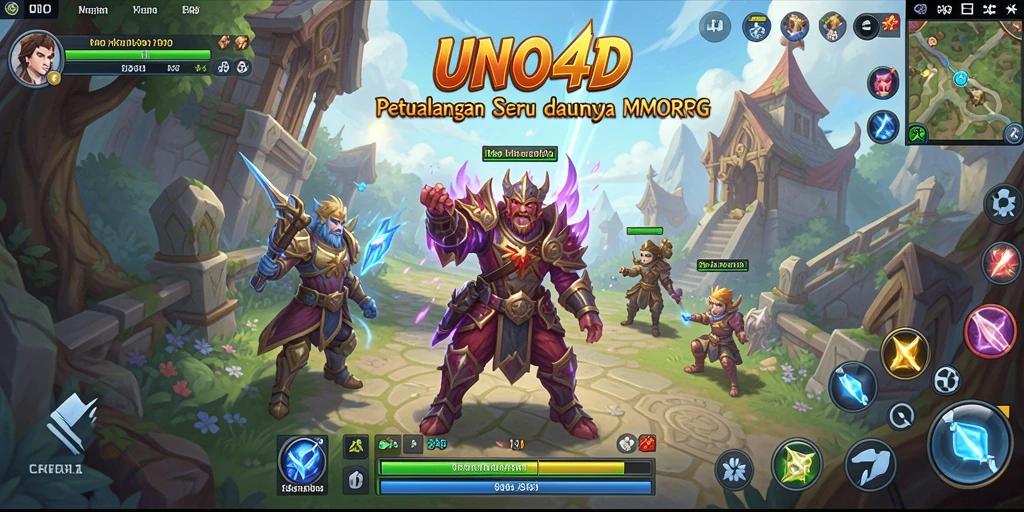 Screenshot utama dari gameplay mitos dalam MMORPG UNO4D.