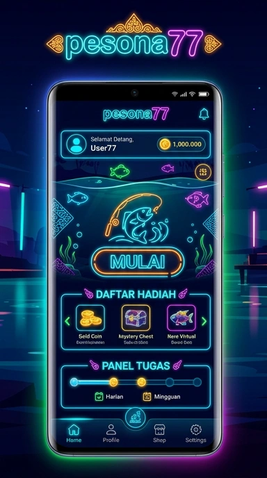 Tampilan fitur utama aplikasi pesona77.